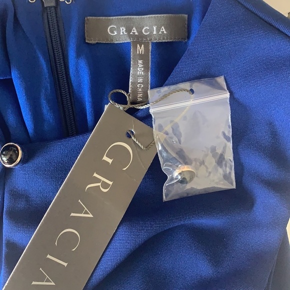 Gracia Royal Blue Shift Dress Size Medium NWT - Picture 10 of 12